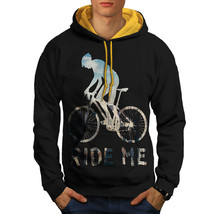 Wellcoda Ride me Bike Sport Mens Contrast Hoodie, Action Casual Jumper - £31.65 GBP
