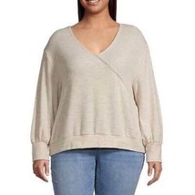 a.n.a Long Sleeve V-Neck Knit Top Long Sleeve Oatmeal Heather Womens Siz... - $8.81