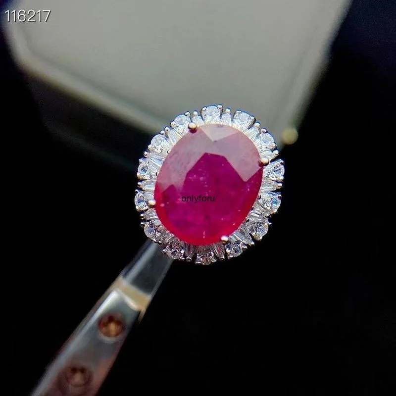 100% Natural Genuine Ruby Gemestone Fashionable Silver Ring 925 Solid Sterling S - £93.97 GBP
