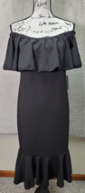 LuLaRoe Sheath Dress Womens Medium Black Ruffle Sleeveless Off The Shoulder Neck - $25.84