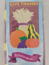 Pumpkin Garden Flag Embroidered Applique Fall Harvest Thanksgiving Large 28&quot;x44&quot; - £7.95 GBP