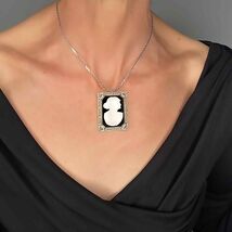 19.47 grams SCRAP or wear CAMEO NECKLACE 1920S 14K white GOLD! - $2,776.91