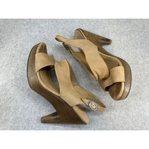 Coclico Womens Tan Leather Wood Heels Strappy Sandals 39 - US 8.5 - £50.05 GBP