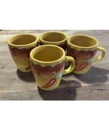 4 Laurie Gates Santa Fe Coffee Mugs Peppers 15 Oz. Yellow Brown Southwes... - $25.00