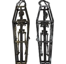 Skeleton In Barred Coffin 16.5in - $10.99