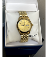 NEW* Seiko SNE058 Men's Gold Dial Stainless Steel Gold Tone Dress Watch - $117.00