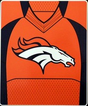 NFL Denver Broncos Royal Plush Raschel 50" x 60" Throw Blanket Style Jersey - £31.93 GBP