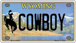 Cowboy Wyoming Novelty Mini Metal License Plate Tag - £11.91 GBP