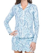 NWT SIGRID OLSEN BLUE PAISLEY Long Sleeve Full Zip Golf Jacket - M &amp; XL - $49.99