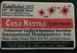 Cosa Nostra Mafia Mob Crime Family Gangster novelty member Card Godfathe... - £7.03 GBP