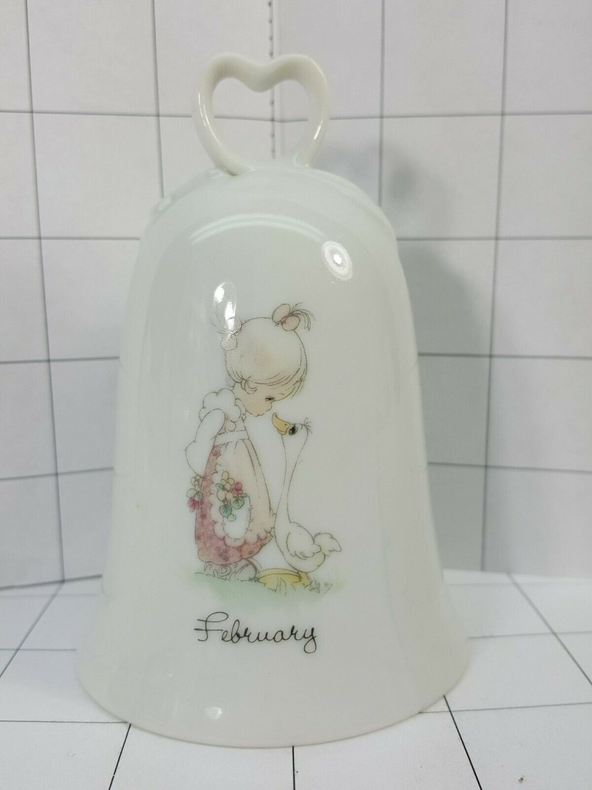 Primary image for Precious Moments  Bell "February" 1986 Girl with Goose  #282
