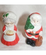Vintage Porcelain Christmas Santa Claus 3&quot; Salt &amp; Pepper Shaker Watkins Inc - €21,22 EUR