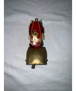 Vintage Swiss Cow Bell with Leather Fringe Colorful Red Strap Home Decor - $24.18