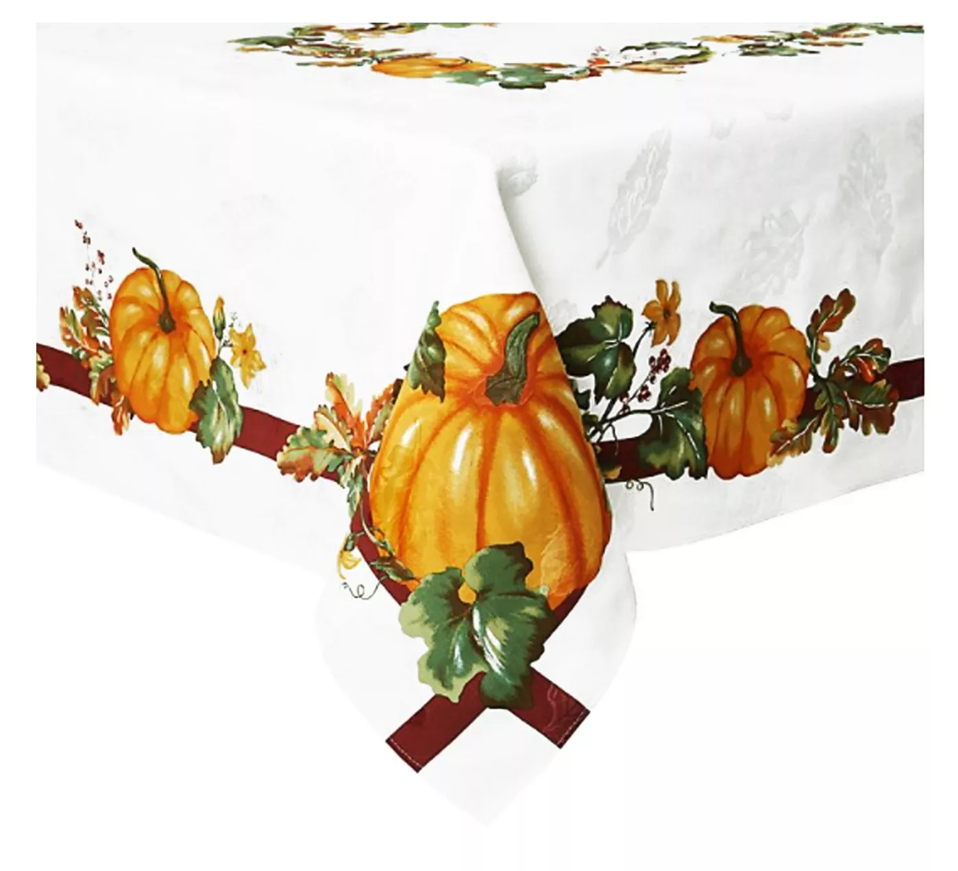 60 x 120 Autumn Rectangle Tablecloth Thanksgiving Fall Pumpkin Border - £62.10 GBP