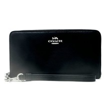 Coach Long Zip Around Wallet Silver/Black Leather C4451 New With Tags - £231.99 GBP