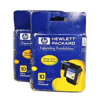Lot of 2 HP 10 Printer Ink Cartridge Color Yellow c4843a 2000c 2500c - £9.85 GBP