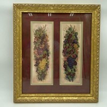 Glynda Turley 1993 Fruit Swags Prints Signed Vintage Gold Ornate 16x14&quot; Frame - $44.55