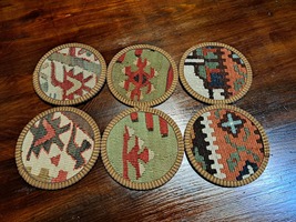 kilim coaster,leather coaster ,Cup Kilim Coaster, Cup Kilim Coaster set 6 pcs,  - £23.54 GBP