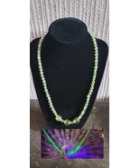 Czech Uranium glass necklace vaseline glass beads vintage jewelry #24030 - $670.85 MXN