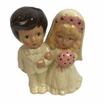 Vintage Wedding Cake Topper Bride Groom Figurine Hobbyist Ceramic 80s kitsch - £11.67 GBP