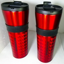 Starbucks 2 Tumbler Stainless Steel RUBY Red Houndstooth 16 oz,MIC 2017, NEW - £357.71 GBP