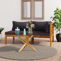 2 Piece Sofa Set with Dark Gray Cushions Solid Acacia Wood - $5,000.53 MXN