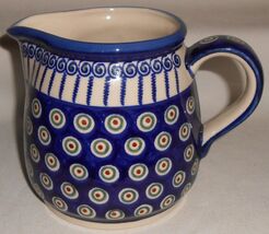 Hand Made BOLESLAWIEC Polish Pottery 5" tall 40 oz RED DOT PATTERN PITCHER - $39.59