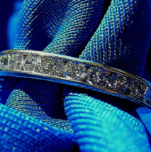 Earth mined Diamond Eternity Wedding Band Deco Style Anniversary Ring Size 6 - £2,935.00 GBP