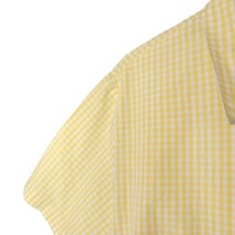 Woman Within Size 1X Blouse Button Front Short Sleeve Collared Yellow Check - £11.24 GBP