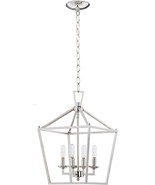 MOTINI 4-Light Silver Lantern Pendant Light Polished Nickel Hanging Fixt... - €51,02 EUR