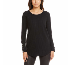 Chaser Ladies&#39; Long Sleeve Waffle Thermal Design, Black Sweater, Size SMALL, NWT - £20.58 GBP