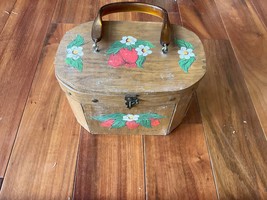 Vintage Hand Painted Octagon Wood Handbag - £15.98 GBP