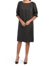 NEW ANNE KLEIN BLACK SATIN SHIFT  DRESS SIZE 16 $99 - $63.40
