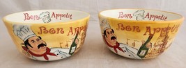 Set 2 Fat Chef By Maxcera Bon Appetit Salad Cereal Bowls Rare 6&quot; HTF RARE FIND!! - £31.57 GBP