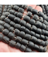 Vintage  BEAUTIFUL OLD AFRICAN Black GLASS BEADs Strand 7-10mm - $348.96 MXN