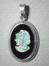 Opal Cameo on Black Onyx .999 Fine Silver Bezel and Wire Pendant - Jemel - $180.00