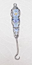 Antique Sterling Silver Button Hook Floral Enamel Chatelaine 2 7/8 inch - $94.05