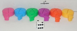 Hasbro Trivial Pursuit Family Edition Replacement Set of 6 Movers 36 Wedges Die - $9.55