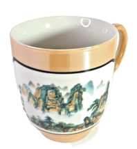 Vintage Chinese Porcelain Tea Mug Handpainted Pearlescent Light Orange 8... - $240.59 MXN