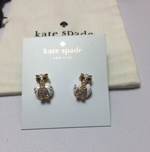 KATE SPADE 12K Gold Plated White Multi Star Bright Owl Stud Earrings w/dust Bag - £30.26 GBP