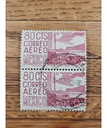 Mexico Stamp Correo Aereo Aro-Moderna 80c Used Vert Strip of 2 - $2.99