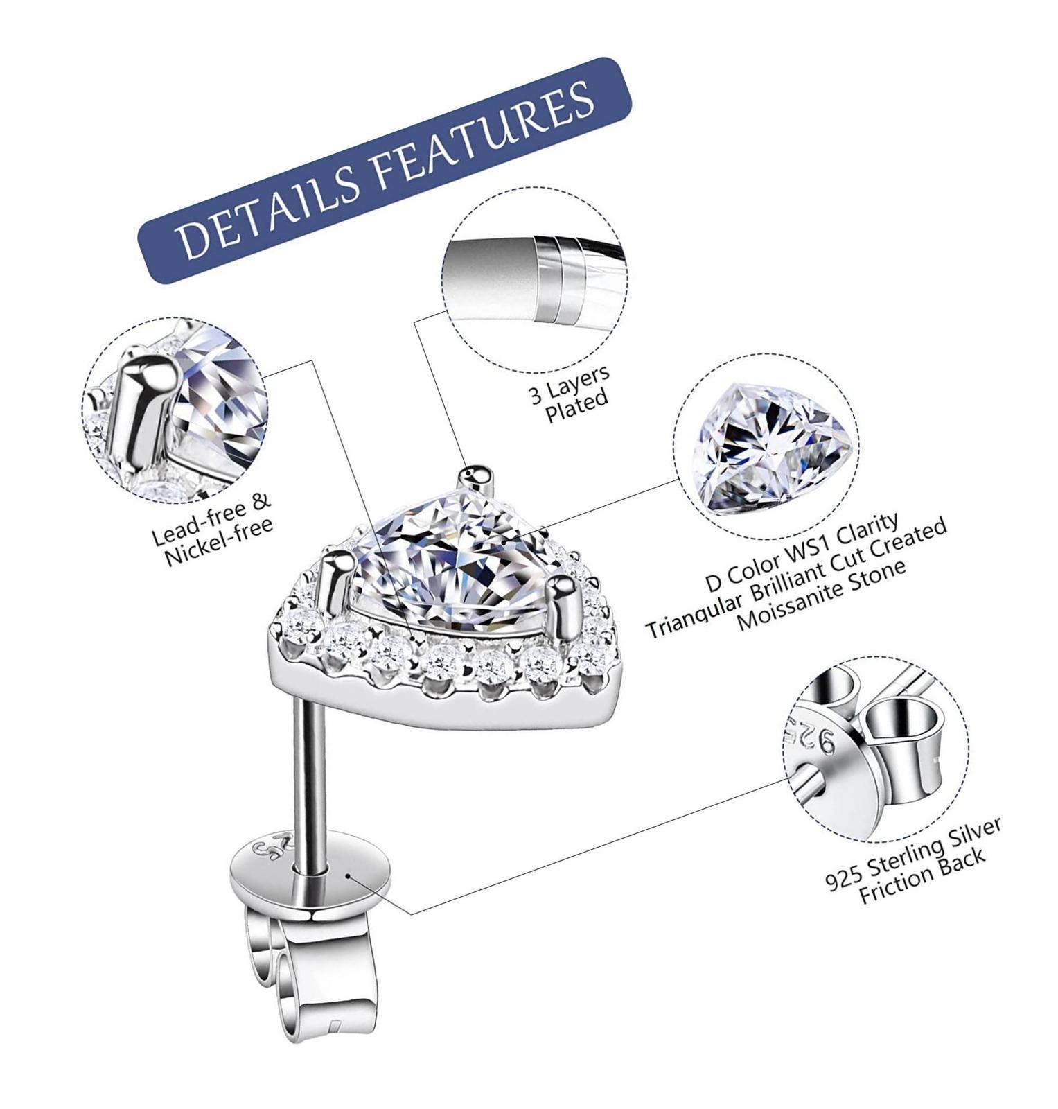 Diamond Earrings Studs,HOLYCOME 1/2Carat Diamond Item image 3
