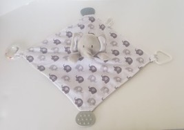 Modern Baby Elephant Snuggle Security Blanket Gray Lovey Teether Rattle ... - $9.95