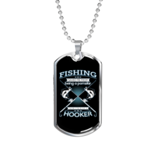 Fishing Hooker Necklace Stainless Steel or 18k Gold Dog Tag 24&quot; Chain - £35.92 GBP+