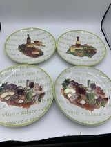 Set Of 4 Wine And Cheese 8* SALAD/DESSERT/APPETZER Plates By Rosanna Open Box - £20.42 GBP