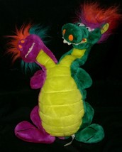 18" Vintage Play By Play 2 Headed Dragon Purple Green Stuffed Animal Plush Toy - $38.00