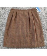 Cathy Daniels Brown Plaid Midi Skirt  Size18 Wool/Poly Pleated Lined Off... - $11.30