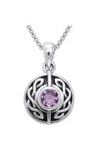 Jewelry Trends Sterling Silver with Purple Amethyst Celtic Knot Pendant on 18 In - £43.06 GBP