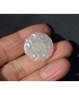 Antique Chinese Mutton Fat White Nephrite Jade Button Hand Carved Swirl Pattern - $137.18 CAD