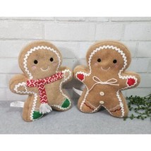 Gingerbread Man Boy Plush Figure 2 Pc Set Christmas Decor Scarf Weighted... - $46.99